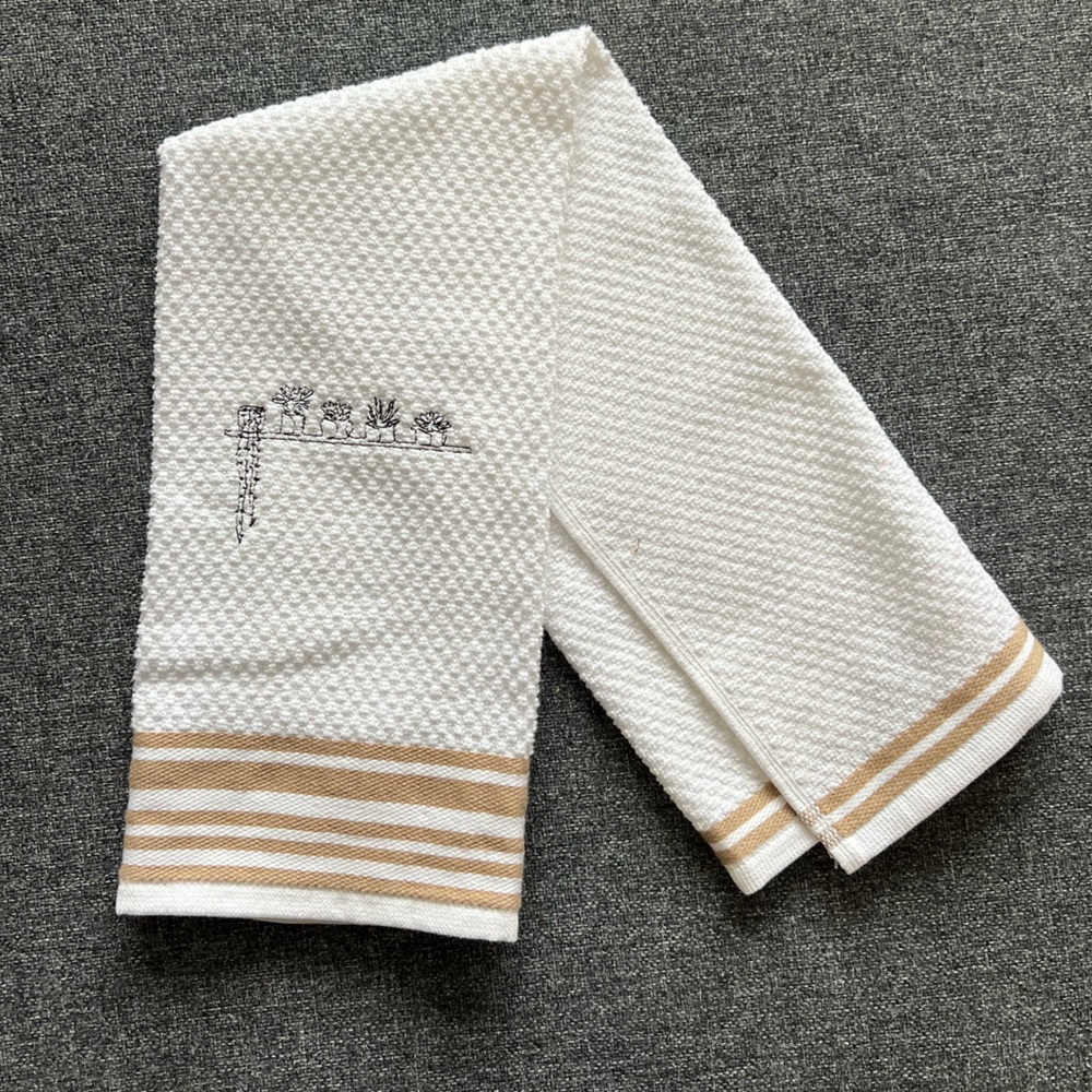 Embroidered House Plant Kitchen or Bathroom Hand Towel